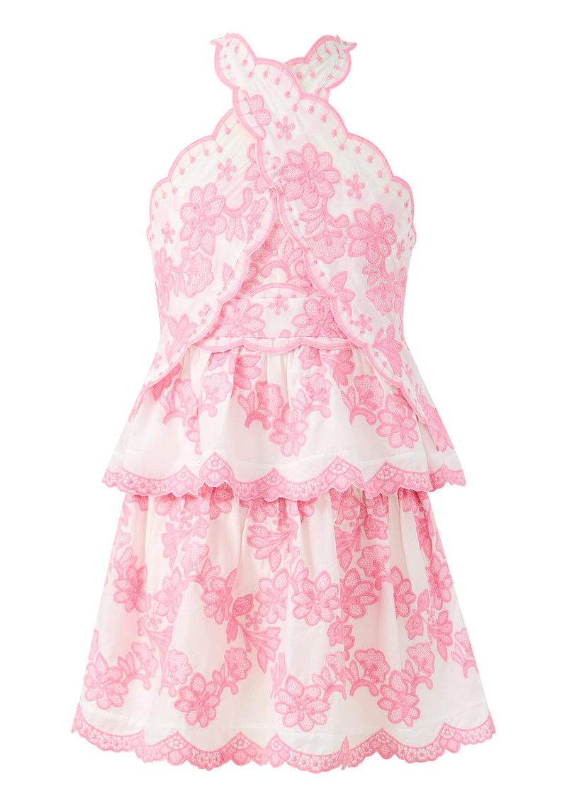 Marlo Kids | Josie Embroidered Halter Neck Mini Dress Marlo Kids Worldwide Marlo Kids | Josie Embroidered Halter Neck Mini Dress Marlo Kids Worldwide