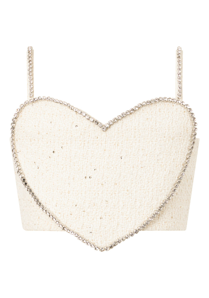 Odelia Heart-Shaped Tweed Top