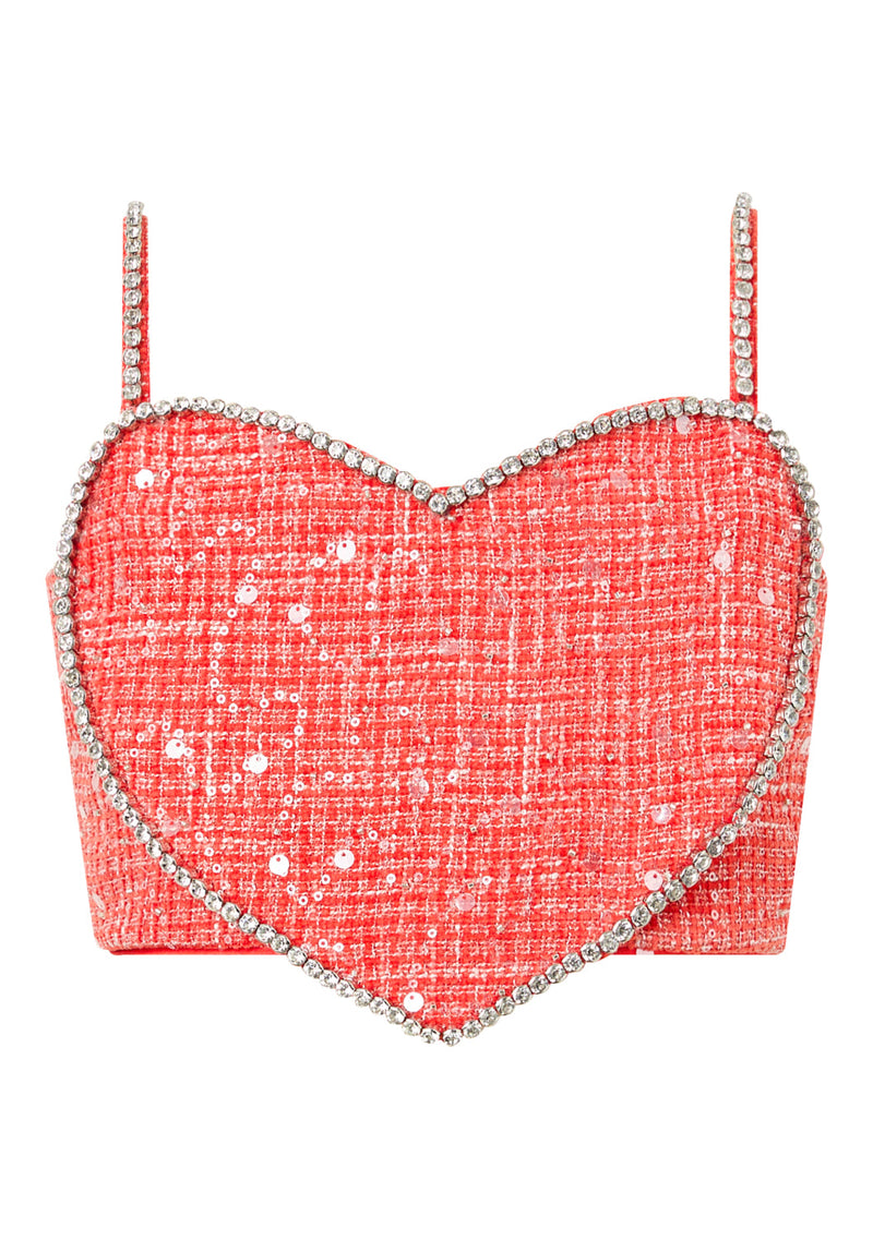 Odelia Heart-Shaped Tweed Top