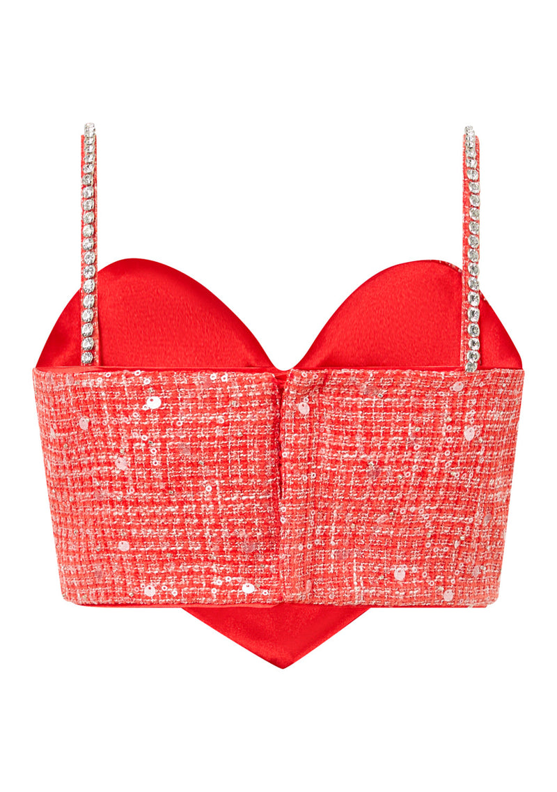 Odelia Heart-Shaped Tweed Top