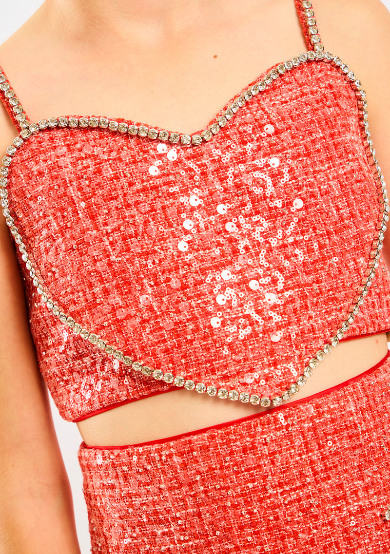 Odelia Heart-Shaped Tweed Top