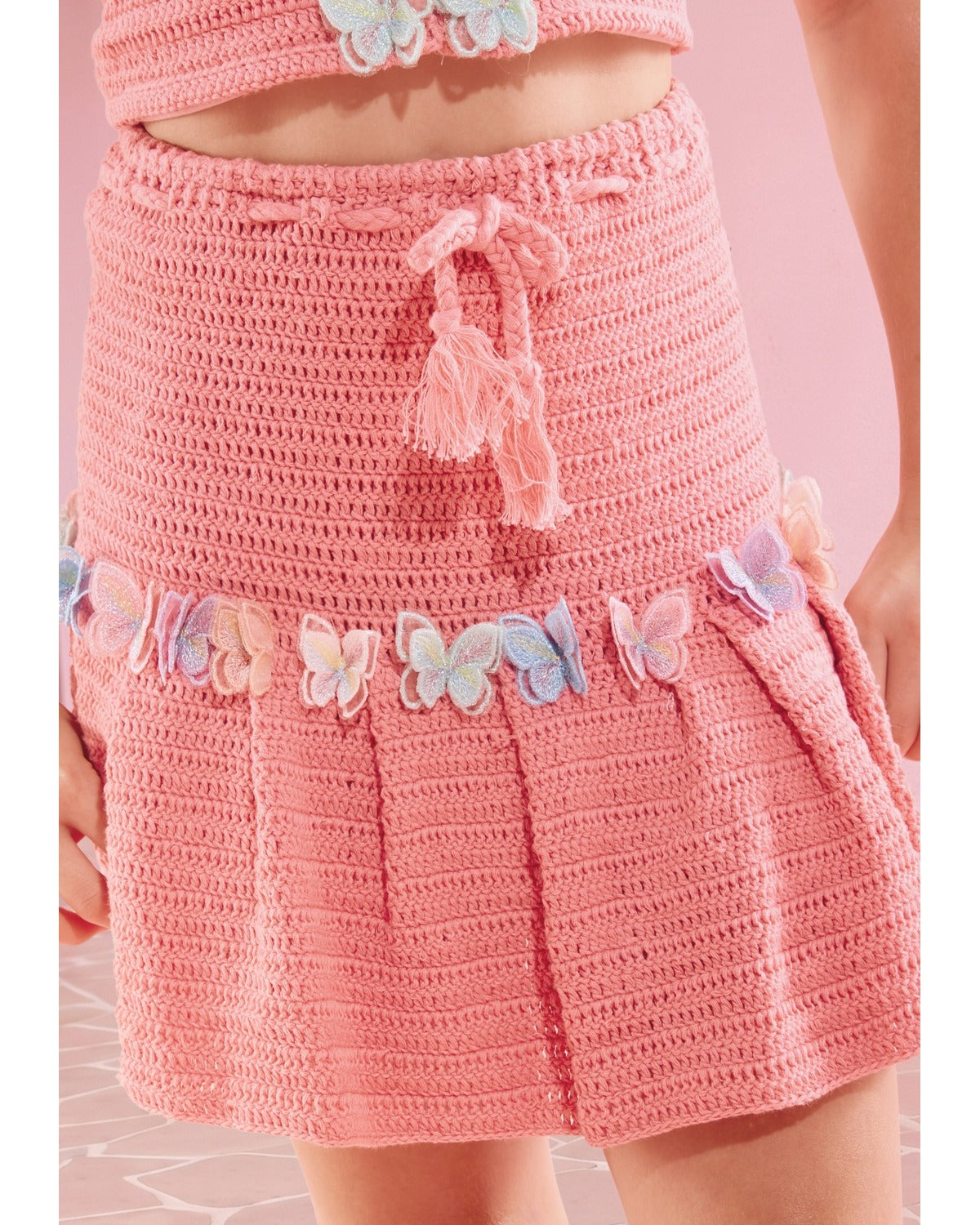 Marlo Kids | Cassia Butterfly Crochet Mini Skirt | Dusty Pink – Marlo ...