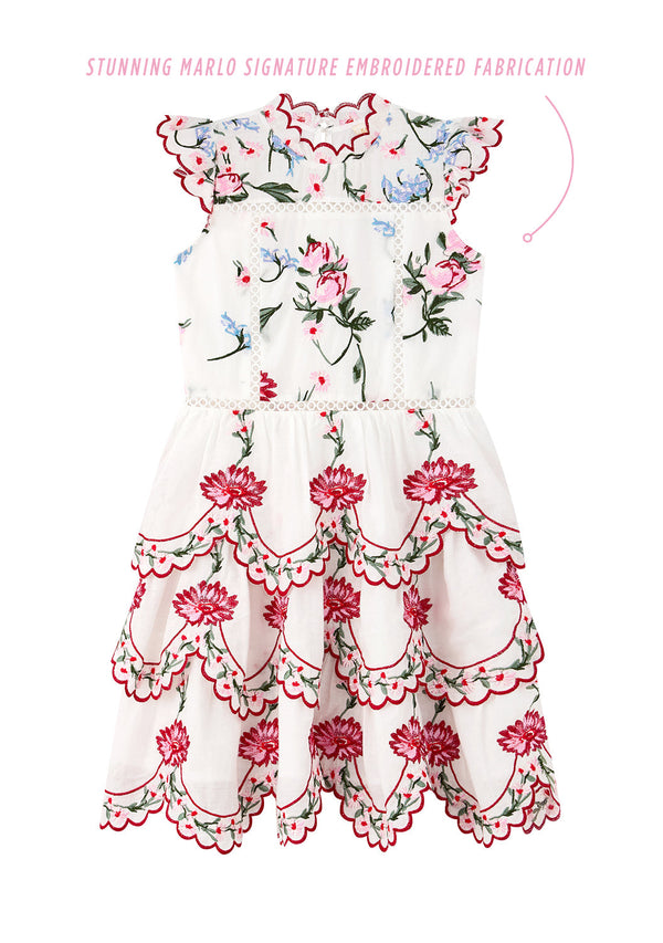 Maisie Embroidered Frill Dress