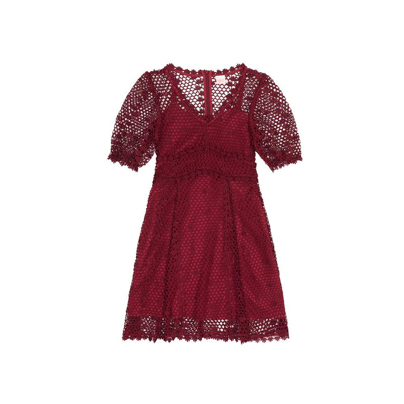 CHLOE LACE DRESS (BURGUNDY)